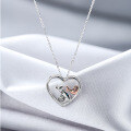 wholesale 925 Sterling Silver Wish Cross-Border New Product Runway Mother-Child Two-Tone Heart Necklace for Women, European and American Fashion Collarbone Pendant-0-0