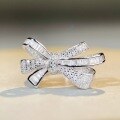 wholesale S925 Sterling Silver Bow Ring Full of High-Carbon Zirconia, Illusion Butterfly Pendant Light Luxury Ring for Women-0-3