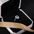 wholesale S925 Sterling Silver Waterdrop Aquamarine Ring for Women, Adjustable Ins Trendy Minimalist Design Index Finger Ring-0-2