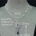 wholesale 925 Silver Gold-Plated Chain with High-Carbon Diamonds, Xiao's Royal Blue Lace Hollow-Out Jewelry Necklace for Women-0-1