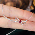 wholesale S925 Sterling Silver Light Luxury Red Diamond Necklace, Fashionable and Versatile, Elegant and Unique, Niche Design with a High-End Sense, Collarbone Chain-0-10