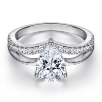 wholesale 925 Sterling Silver Waterdrop Zircon Euro-American Cross-Border Fashion Yellow Diamond High-Carbon Diamond Ring, Colorfast Wholesale-TL-428>US size 9#