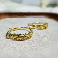 wholesale S925 sterling silver full-body feather light luxury French-style women's fashionable and versatile ear cuff earrings for daily wear-BE0221-Gold