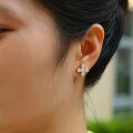 wholesale 925 Silver Gold Simple Moissanite Cross Earrings for Women, Small Minimalist Design, High-End Feel, Hypoallergenic-0-3