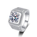 wholesale PT950 plated 925 sterling silver D-color moissanite men's ring,,-0-4