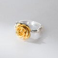 wholesale S925 Sterling Silver Dainty Sweet Ins Style Small Gold Rose Flower Ring R02806-0-2