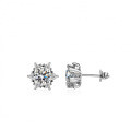 Sterling Silver Snowflake Earrings with Moissanite for Women-0-3