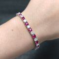 wholesale S925 sterling silver fashion moissanite tennis bracelet 3/4/5mm two-tone with lab-grown ruby-0-3