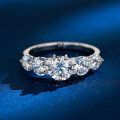 925 Silver Moissanite D Color Genuine Row Ring Sparkling Women's Gift Cross-Border Hot Sale-0-0