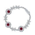 wholesale 925 Silver with 85-Point 6mm Round Simulated Ruby Bead Bracelet 15-20cm, Collection by ShiPei Jewelry-0-5