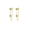 wholesale 925 Sterling Silver Full Inlaid Zircon Evil Eye Ear Studs Women Ins European Minimalist Fatima Hand Earrings-0-5