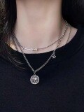 wholesale S925 silver smiling face necklace for women, fashionable and versatile, elegant collarbone chain, Thai silver personality student trendy neck chain-0-2