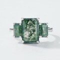wholesale S925 silver exaggerated natural green moss stone index finger ring with aqua agate for women, foreign trade supply wholesale-0-2