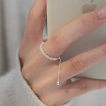 wholesale S925 Sterling Silver Full Diamond Chain Small Design Pull-Type Adjustable Row Diamond Ring J9015-0-0