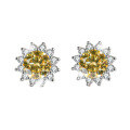wholesale Metal material first, cross-border new one-carat sunflower moissanite stud earrings, niche fashion trend versatile inlaid earrings wholesale-0-11