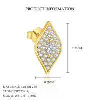 wholesale S925 Sterling Silver Creative And Personalized Evil Eye Zircon Earrings For Women, Light Luxury, Versatile, And Exquisite Minimalist Earrings-E4722-Gold/Pair 925 Silver