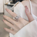 wholesale S925 Sterling Silver Hip-Hop Punk Style Irregular Multi-Layer Line Ring for Fashion Trendsetters, Unisex-0-0
