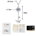 S925 Sterling Silver Moissanite Four-Leaf Clover Key Pendant Necklace Wholesale-0-5