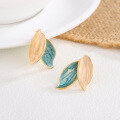 wholesale S925 Sterling Silver Minimalist Blue Leaf Earrings, Fresh, Gentle, Versatile, Ethereal, and Unique Ear Accessories-0-5