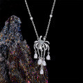 S925 Sterling Silver Firework Tassel Necklace with Zirconia-0-1