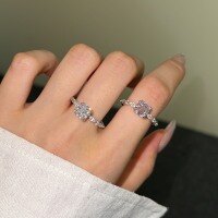 wholesale S925 Silver European and American New Ice-Cut Square Zircon Marquise and Round Zircon Border Design Dazzling Luxury Ring for Women-White Gold and White Diamonds DY121115-SW-WH>8