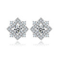 wholesale 925 Sterling Silver Flower Zircon Ring, Star Earrings, Four-Leaf Clover Necklace Women's Jewelry Set-0-2