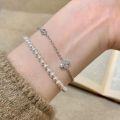 wholesale S925 Sterling Silver Dainty Four-Leaf Clover Flower Bubble Drill Bracelet, Elegant and Versatile Light Luxury Hand Accessory-0-3