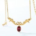 wholesale S925 Sterling Silver Gold-Plated Japanese Exquisite Vintage Natural Garnet Pendant Court-Style Elegant Necklace Wholesale from Manufacturer-0-1