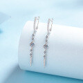 wholesale S925 Sterling Silver Moissanite Dangle Earrings for Women, Tassel Long Drop Full Diamond Waterdrop Trendy Sweet and Edgy Style-0-0