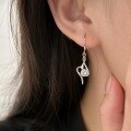 wholesale Fine Silver S999 Korean Style Minimalist Earrings with Inlaid Ear Hooks for Women, Light Luxury Fashion and Elegant Ear Accessories Trendy-0-2