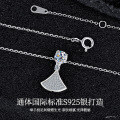 Sterling Silver High-end Korean-style Fan-shaped Moissanite Earrings and Necklace Set-0-0
