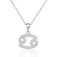S925 Silver Zodiac Necklace with Moissanite, Customizable Women's Pendant-P16599 Moissanite 1.6mm*26 beads  925 Silver (Pendant with chain)