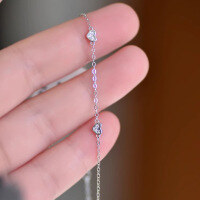 wholesale S925 sterling silver minimalist elegant heart bracelet for women, stackable bangle, unique design women's jewelry-BS0018-Platinum>925 Silver