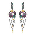 wholesale S925 Silver Secret Garden Designer Fringe Earrings with Natural Style and Genuine Rose Garnet-0-4