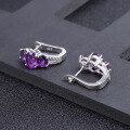 wholesale S925 Silver Fashionable New Natural Amethyst Earrings, Light Luxury High-End Sense Inlaid with Natural Gemstone Ear Studs-0-3