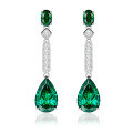 wholesale 925 Sterling Silver 5ct High Carbon Diamond Earrings Waterdrop 8*12 Emerald Green Ear Studs Women Ins, Mu Jing Jewelry New-0-5