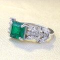 wholesale S925 Sterling Silver New 7*7mm Simulated Emerald Square Ring Simple European and American Style AliExpress Model-0-2