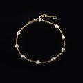 wholesale S925 Sterling Silver Plated with Gold 25mm Round Moissanite Adjustable Thin Bracelet, Spring Summer New-0-1