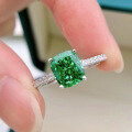 wholesale S925 Silver New Design High-Carbon Emerald Green Diamond Ring, Elegant and Skin-Brightening Ring-0-5
