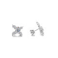 wholesale S925 Sterling Silver Cross Moissanite Full Diamond Earrings with Colorful Diamonds, Fashionable, Minimalist, Niche Design, Versatile Ear Accessories-0-4