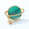 wholesale S925 Sterling Silver New Korean Style Geometric Planet Malachite Earrings Women's Fashion Trendy Jewelry Wholesale-0-2