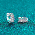 S925 Sterling Silver Full Moissanite Women's Classic Hoop Earrings-0-0