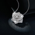 wholesale 18k Gold Plated S925 Silver Full Moissanite Classic Camellia Pendant Necklace for Women-0-2