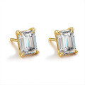 Sterling Silver Moissanite Earrings, Emerald-Cut Rectangle, Light Luxury Style, Cross-Border Wholesale-0-3