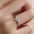 wholesale Sterling Silver Genuine Four-Prong D Color Moissanite Ring for Women, Minimalist Design, Gift for Girlfriend, Proposal, or Confession-0-3