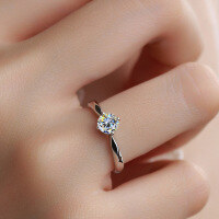 wholesale Sterling Silver Genuine Four-Prong D Color Moissanite Ring for Women, Minimalist Design, Gift for Girlfriend, Proposal, or Confession-JZ012108-1 (with Moissanite certificate)  Adjustable opening