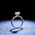 925 Silver Moissanite Ring Four-Prong Classic Women's Style-0-3