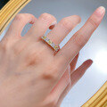 wholesale S925 silver yellow and white pagoda row diamond ring, high-carbon diamond stackable ring, women's ins-style ring band-0-3