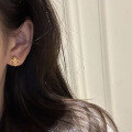 wholesale S925 Silver New Alloy Pulled Silk Light Surface Iris Ear Stud Fashion Luxury Temperament Versatile Style-0-3