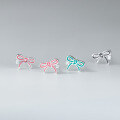 wholesale S925 Sterling Silver Fresh and Sweet Ins-style Niche Design Inlaid Crystal Resin Bow Earrings M06106-0-2
